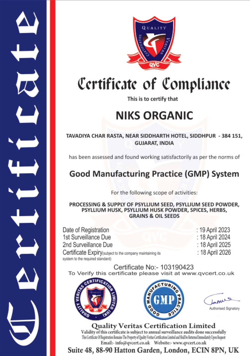 GMP Certificate