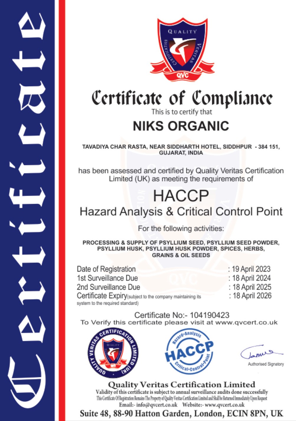 HACCP Certificate