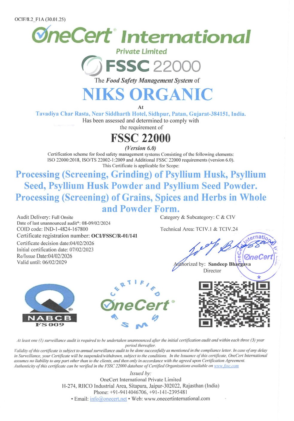 FSSC Certificate