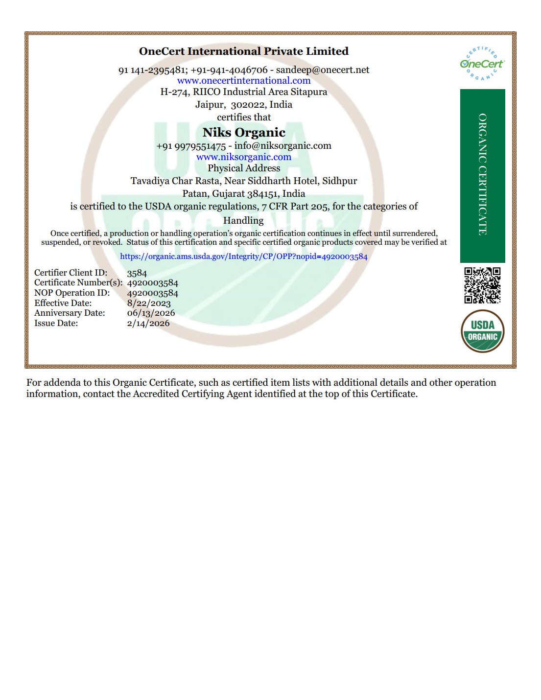 Onecert Certificate